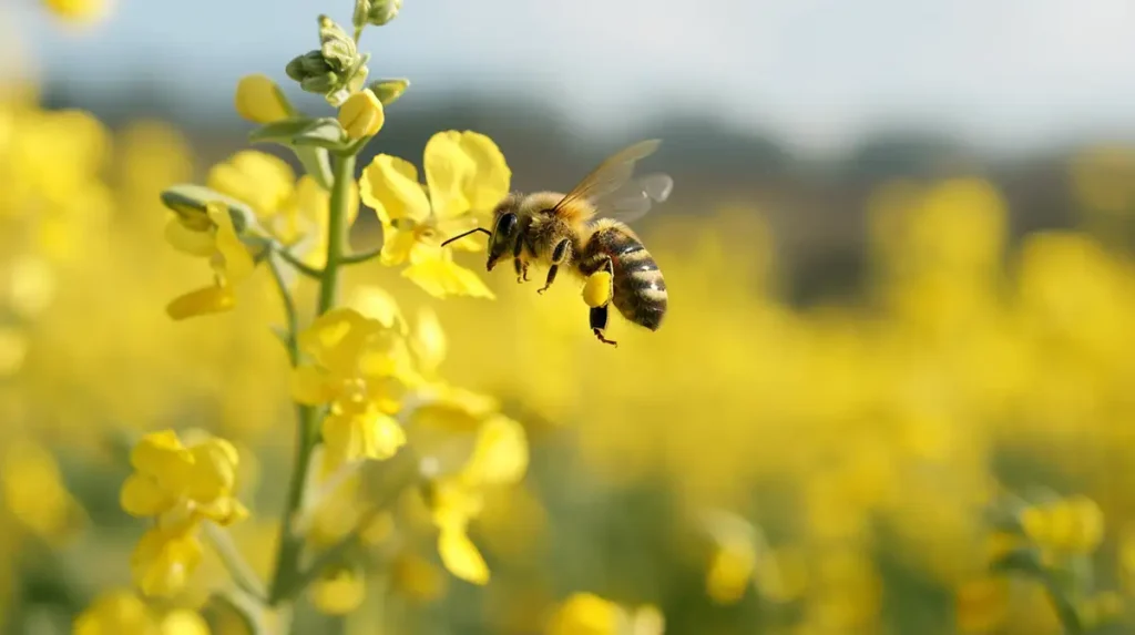 bee in rapeseed field